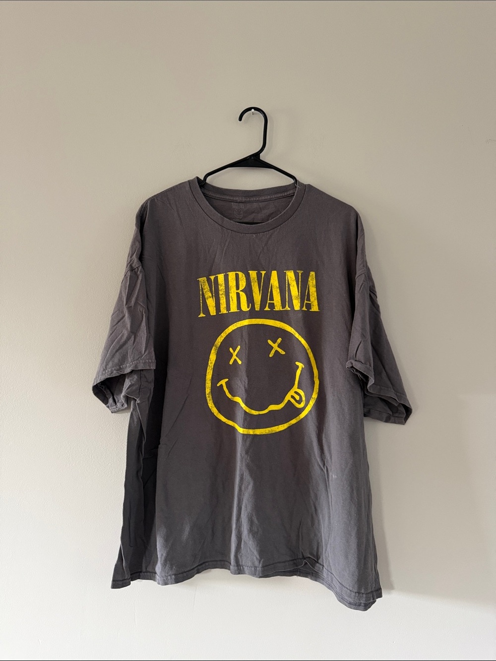 NIRVANA | Short Sleeve Tee in Charcoal with Yellow Logo